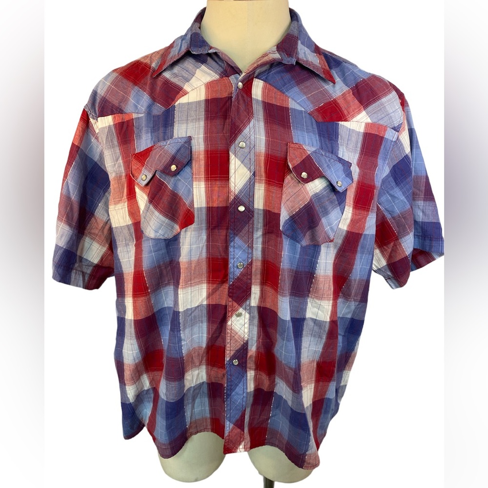 Vintage Rustler by Wrangler Short Sleeve with Snaps Men’s XL or 2XL